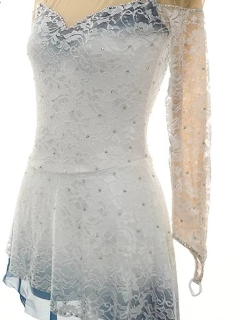 Pre-Owned White Crystal Figure Skating Dress Girls 6–8
